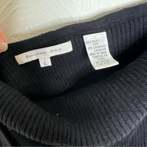 Vintage Ballinger Gold Black Silk Cashmere Blend Ribbed Y2K Halter Top Size L - Picture 9 of 9